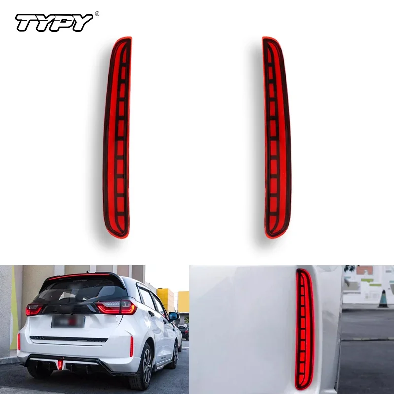 

TYPY For Honda Fit Jazz 2020 2021 Car Rear Bumper Reflector Red Smoked Sequential Turn Signal Light Brake Fog Lamp 12V