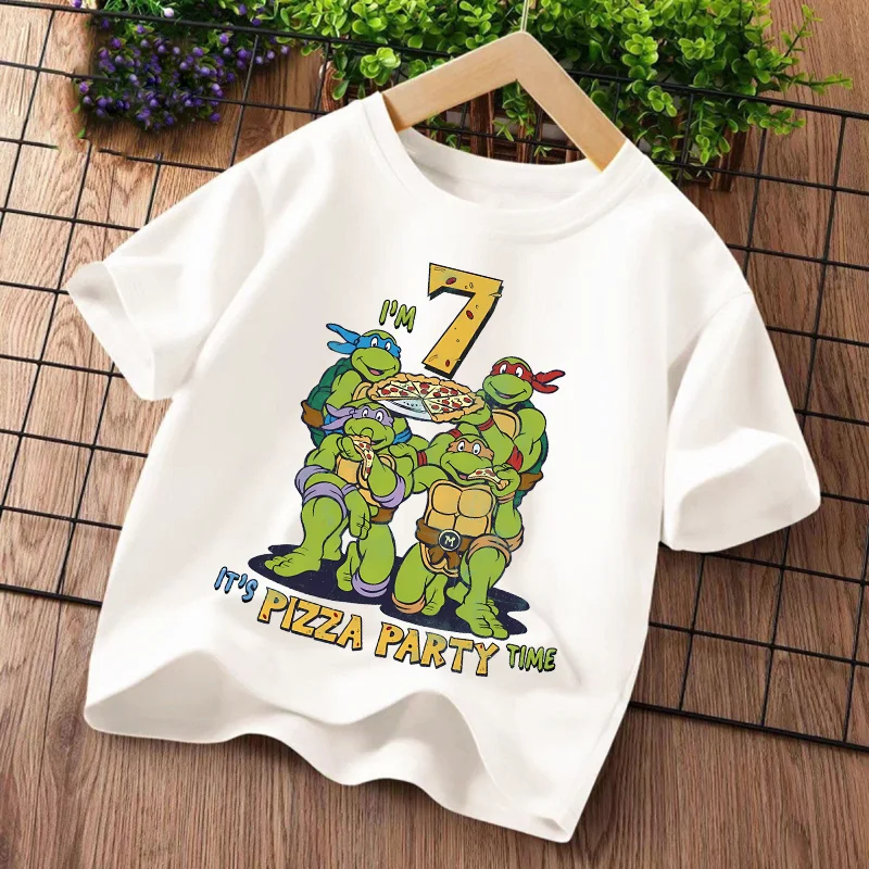 Teenage Mutant Ninja Turtles T-Shirt Number 1-9 Anime Cartoon Tops Summer Casual Fashion Short Sleeve Tee Clothes Birthday Gift