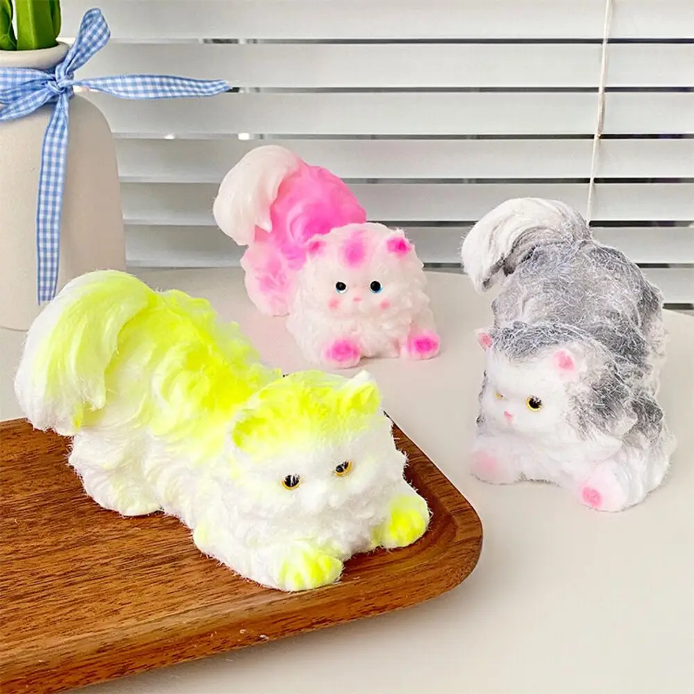 Simulatie Kat Squeeze Speelgoed haar Relief Fidget Zintuiglijke Speelgoed voor Kinderen Volwassenen Leuke Zachte Kneden Bal Cadeau voor Angst