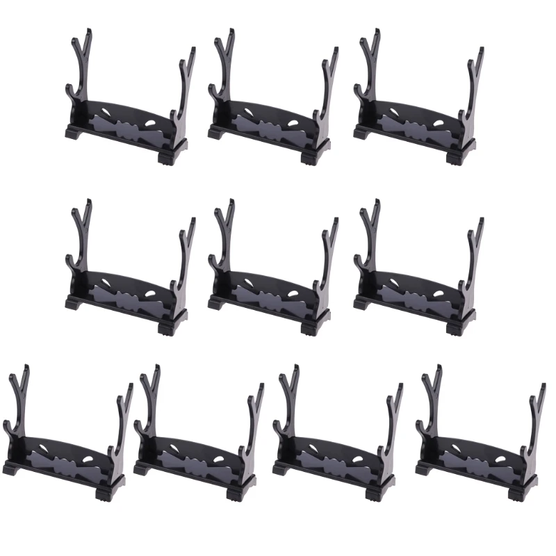 10 Pcs 2ชั้นผู้ถือดาบขาตั้งแบบพกพาดาบ PVC Bracket Rack ผู้ถือ Magic Wand จอแสดงผลสำหรับเพื่อนสะสม