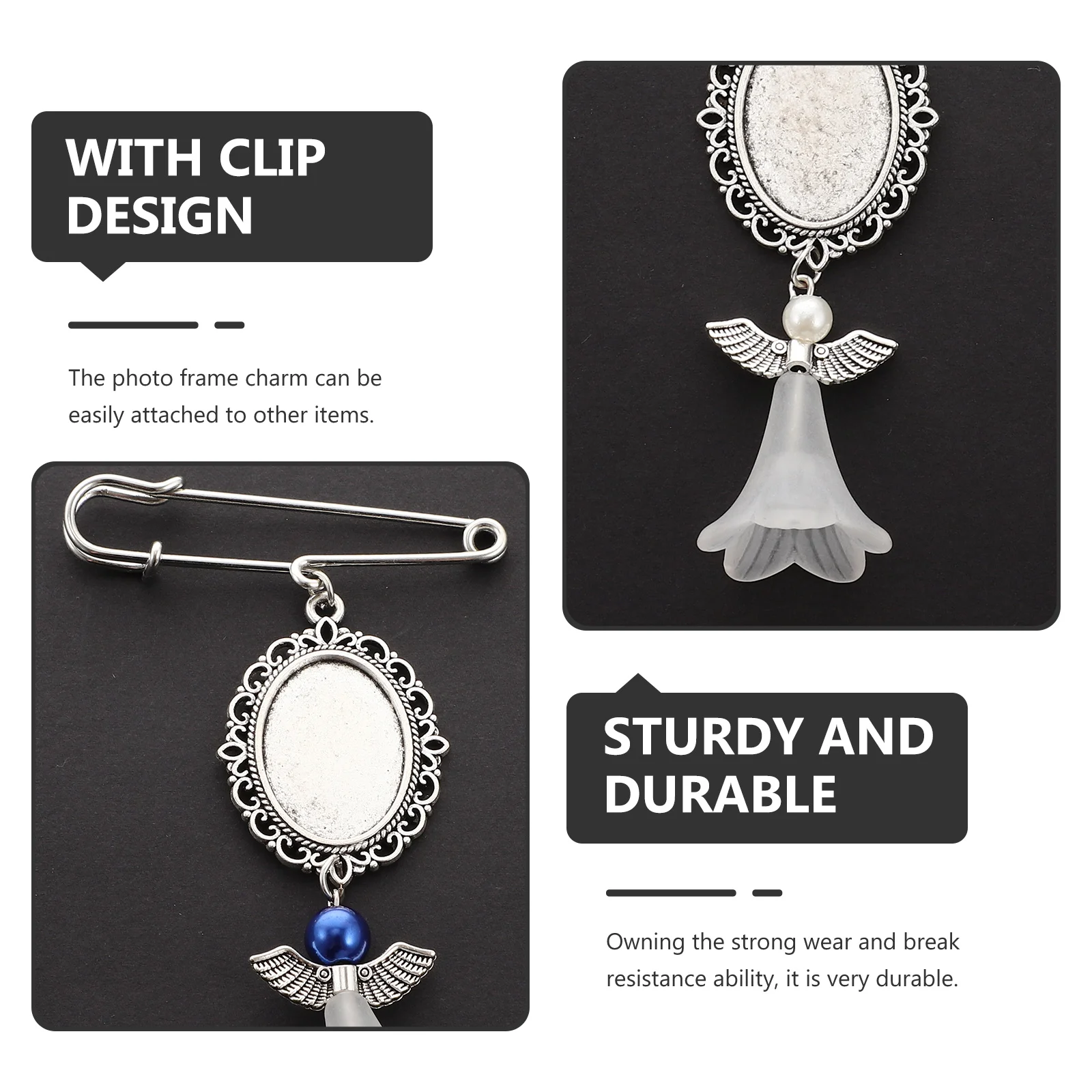 จี้กรอบรูป 3 ชิ้น สำหรับตกแต่งช่อดอกไม้งานแต่งงาน กรอบรูปที่ระลึก จี้ตกแต่งสำหรับทำเครื่องประดับ DIY ทำจากแก้วและโลหะผสม