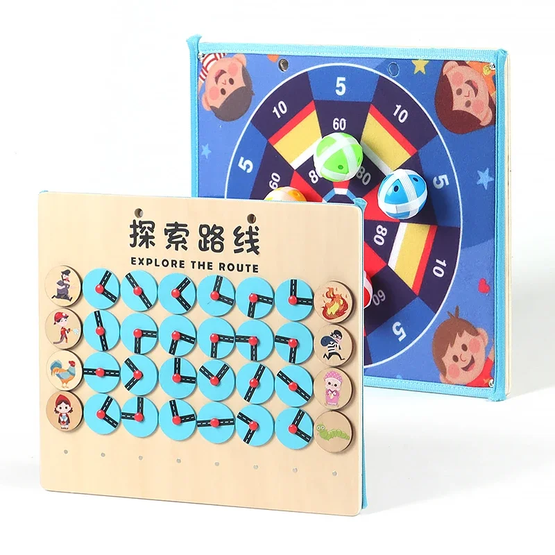 2021 new trending explore route and darts sticky ball game manufactory direct sale xinmiao enlightenment wooden toy