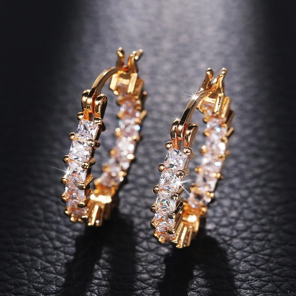 Koream Fashion Silver Color Full Circle Inlaid 5A Zircon Round Hoop Earrings for Women Leisure Gatherings Temperament Jewelry