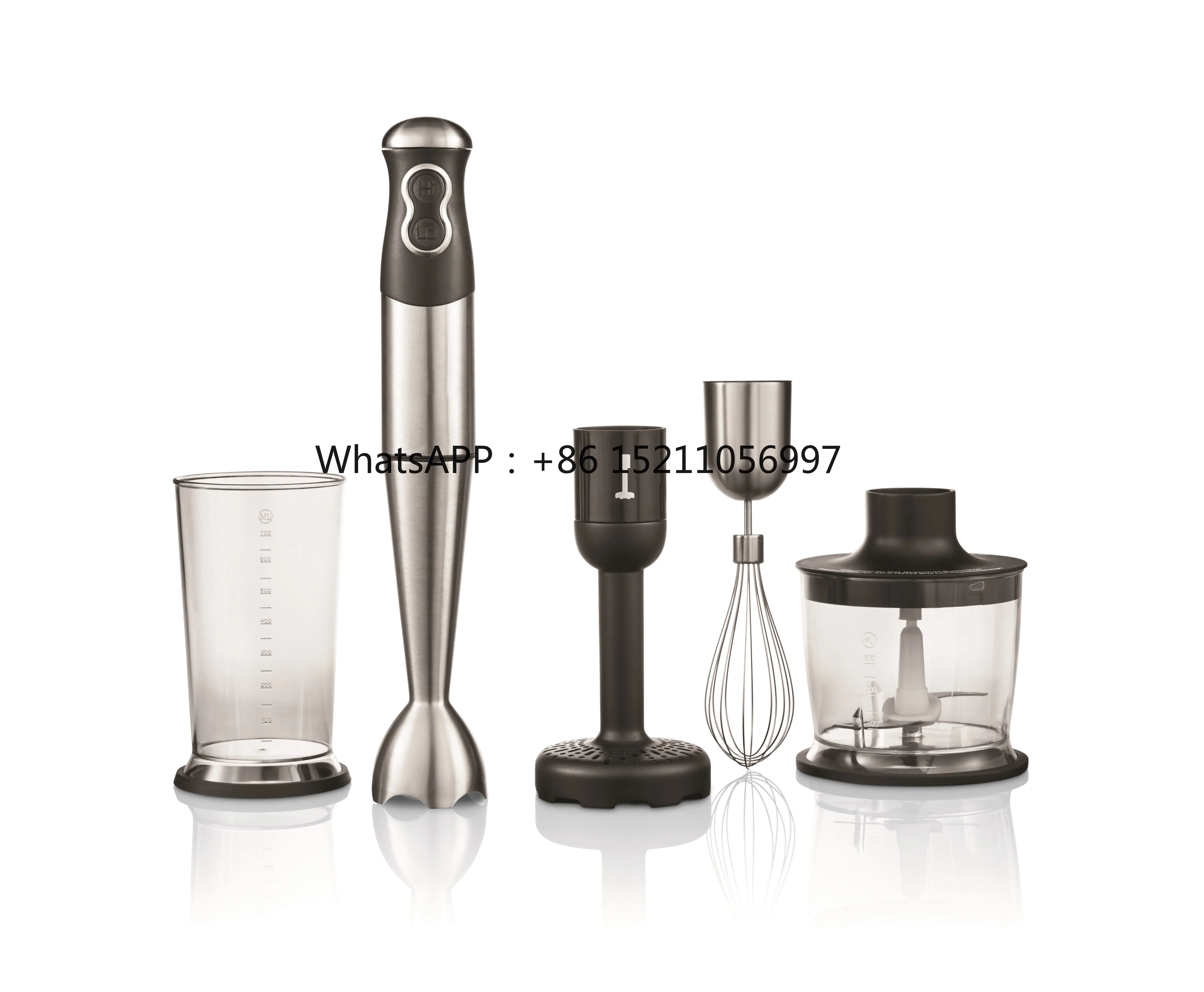 

Blender Set with 500ml Chopper Milk Frother Egg Whisk Beaker Multi-function Immersion Hand Blender DC Motor Stick