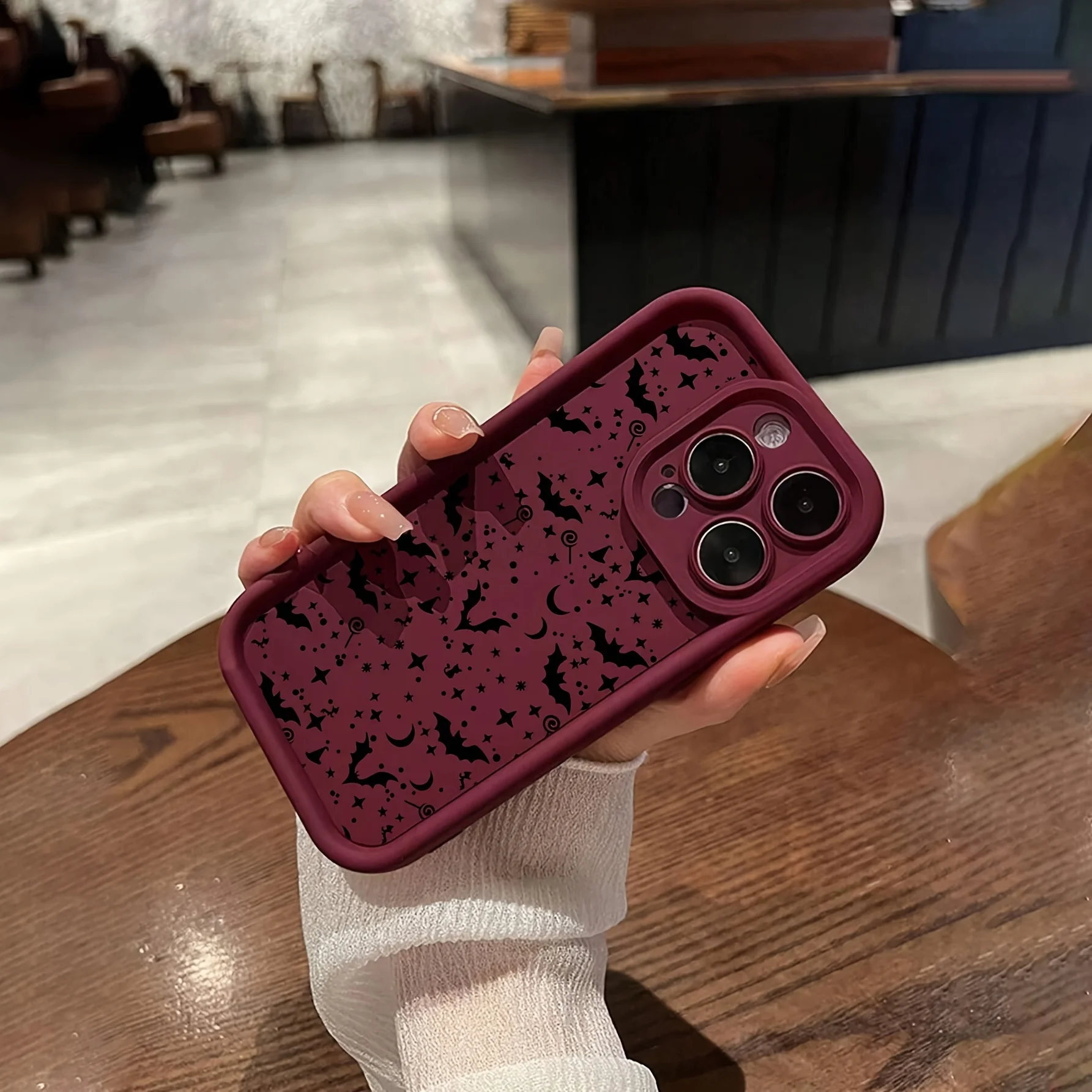 Чехол с рисунком летучих мышей, звезд и луной для создания загадочной атмосферы, подходит для iPhone от 17 до 11 Pro Max Plus.