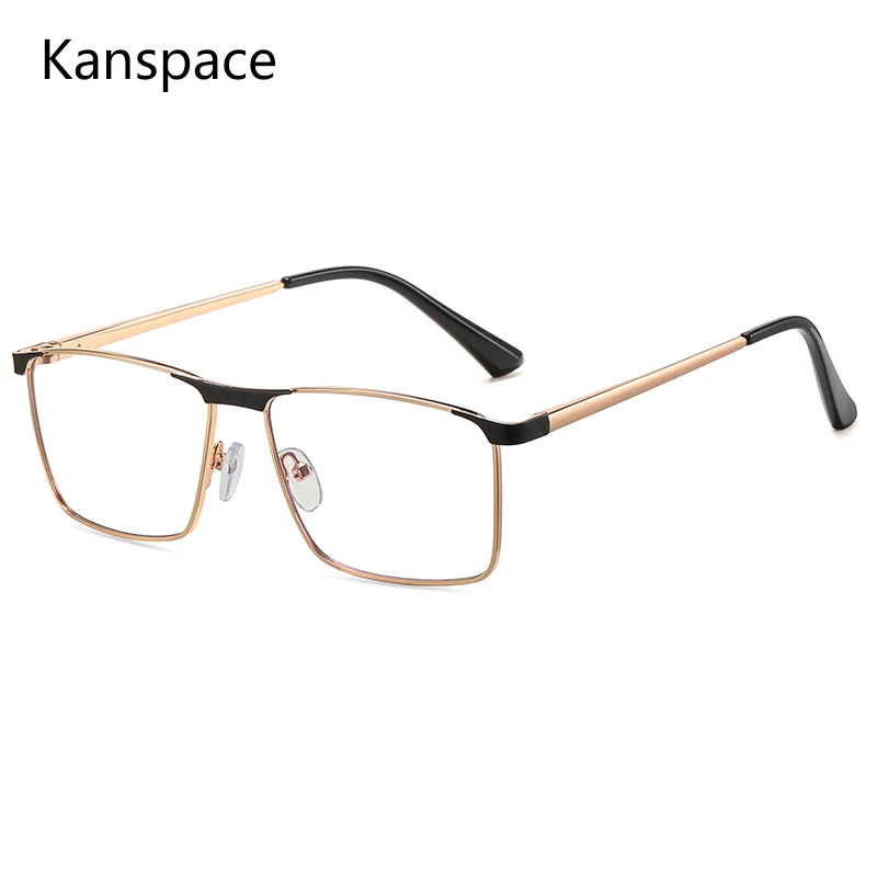 Kanspace-Montura de gafas para hombre, anteojos cuadrados de negocios con prescripción para miopía, antiluz azul, para ordenador, novedad de 95901