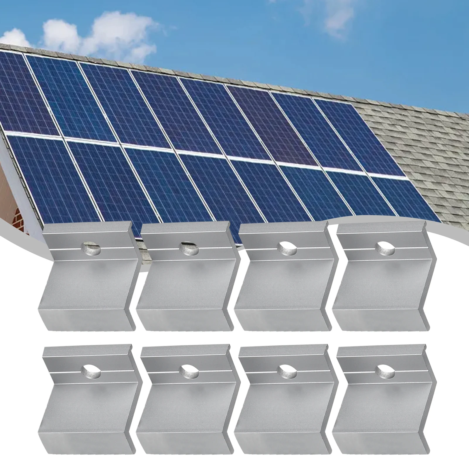 10 Pieces Solar Panel End Clamp for Photovoltaic Mounting Applications Fits 30mm to 45mm Frame Thickness Aluminum Material