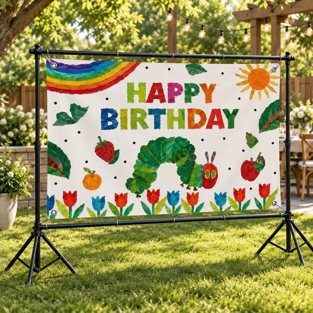 Children's Book The Very Hungry Caterpillar Aesthetic Wall Tapestry Flag Printed Wall Hanging Living Room Party Outdoor Decor