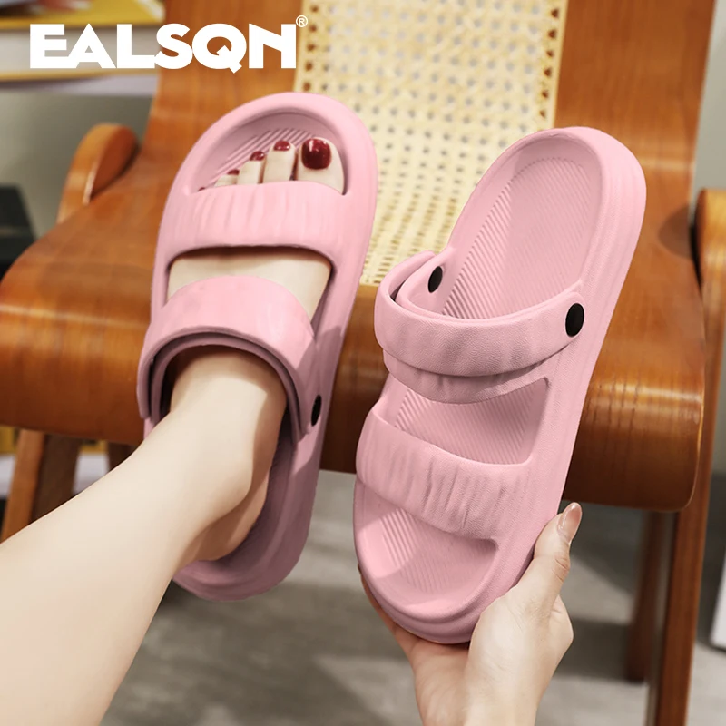 Thick Platform Cloud Slippers Women Fashion Buckle Soft Sole Pillow Slides Sandals Woman Summer Beach Non-Slip Flip Flops