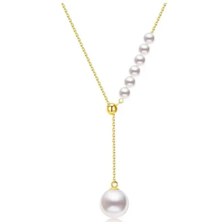 

trendy jewelry real 18k gold pearl necklace au750 necklaces for women 45cm