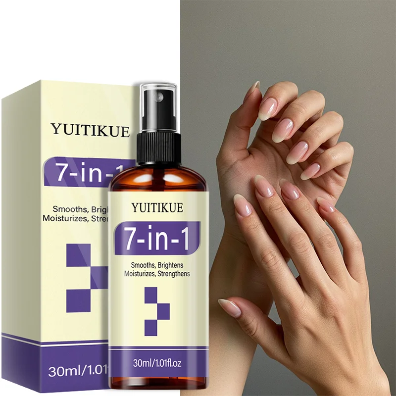 YUITIKUE 7-in-1 Nail Repair Spray 30ml Biotin Keratin Strengthen Brighten Moisturize Cracked Thin Hand Foot Nail Care Mist