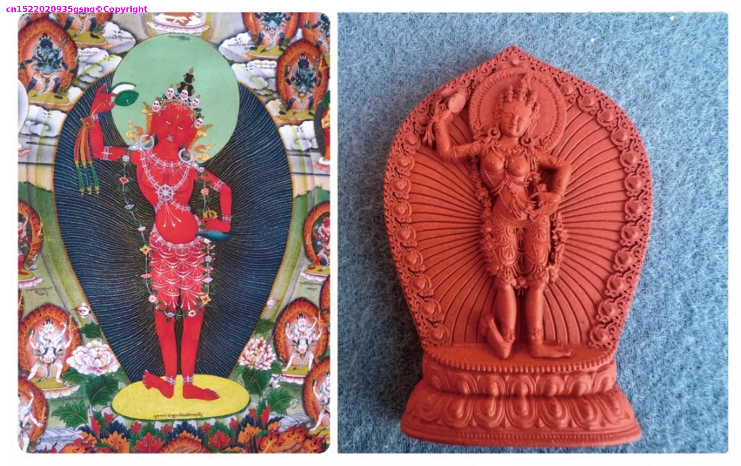 Offering Dakini of Mahasukha buddha Buddhism handmade clay sat-chaya Holy tsha-tsha Buddhist temple altar lama monk worship