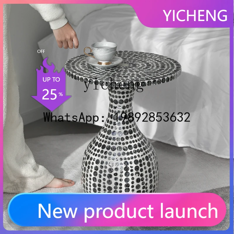 LYY européen Vintage coquille Table basse salon canapé Table d'appoint meubles haut de gamme Table ronde d'appoint