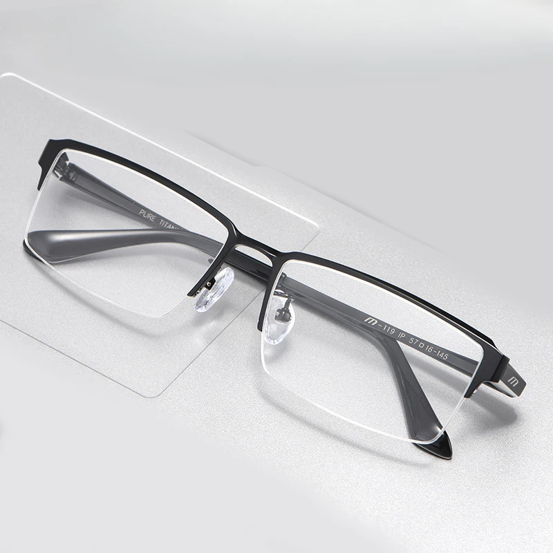 

57 54mm Men's Titanium Glasses Frame Fashion Half Eyeglasses Myopia Eyeglasses Business Optics Prescription Lens Men Eyewear