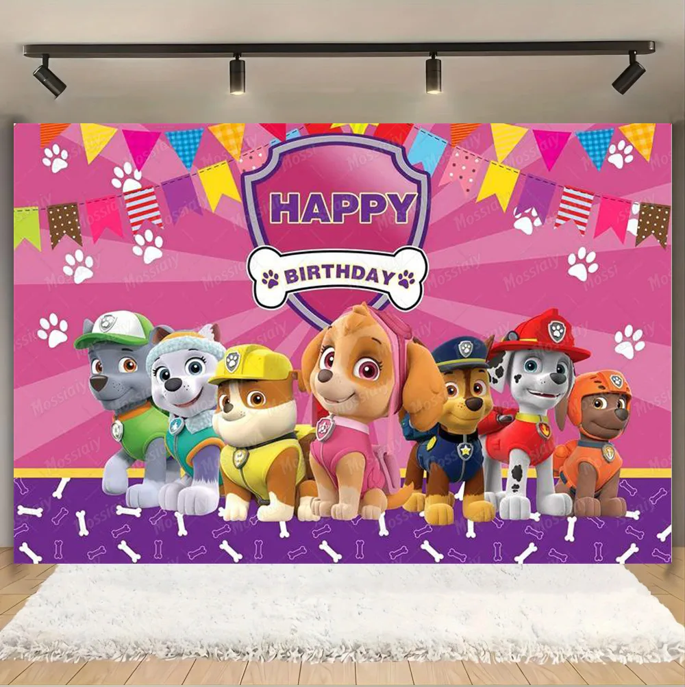 PAW Patrol Photography Background Child Birthday Party Decoration Puppy Dog Backdrop Cloth Baby Shower Supplies Boys Girls Gift