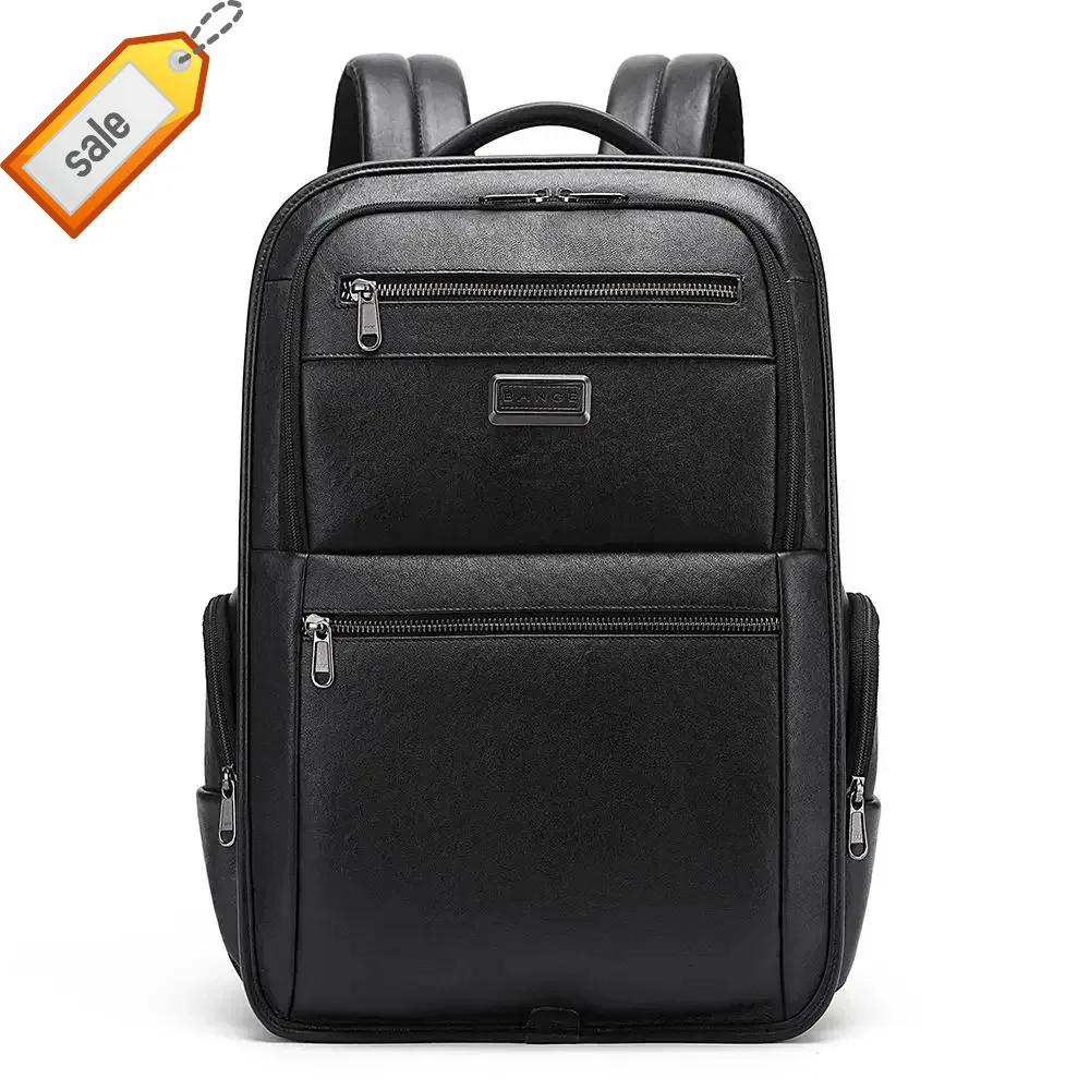 BANGE Laptop 15.6 Anti-wrinkle Waterproof USB Recharging Leather Men Fashion Travel Bag Backpacks