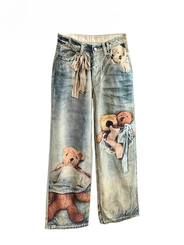 

Women's Baggy Jeans Print Graphic Denim Pants Harajuku Cowboy Tie Dye