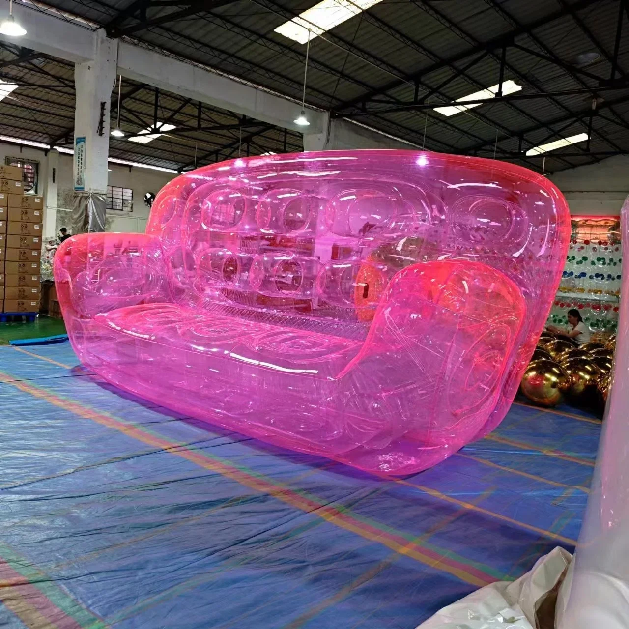 Custom Design Logo Clear PVC4 Person Inflatable Sofa Inflatable Sofa Pink Comfortable Outdoor Inflatable Sofa