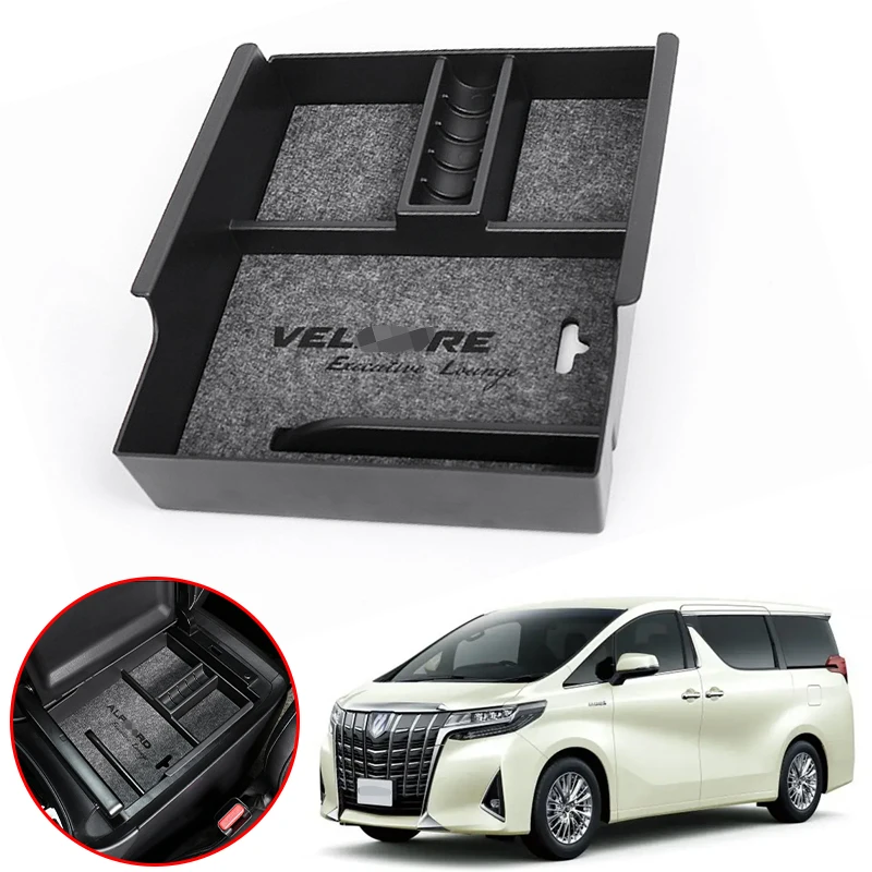 2015-2022-トヨタ-アルファード-ヴェルファイア-h30-車用中央アームレスト収納ボックス、植毛オーガナイザー用アクセサリー