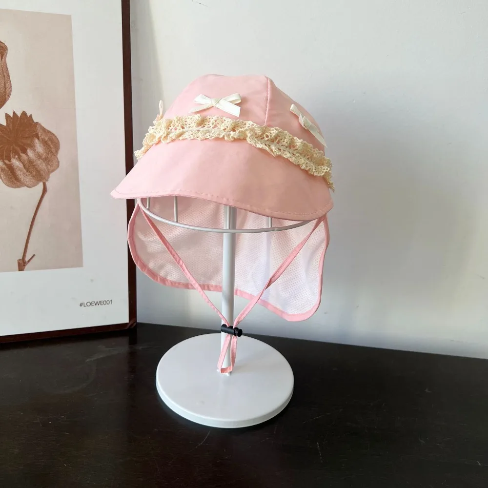 

Cute Sweet Kids Shawl Sun Hat Breathable Cotton Baby Sun Protection Hat Fresh Color Quick Dry Children Fishmen Hat Spring Summer