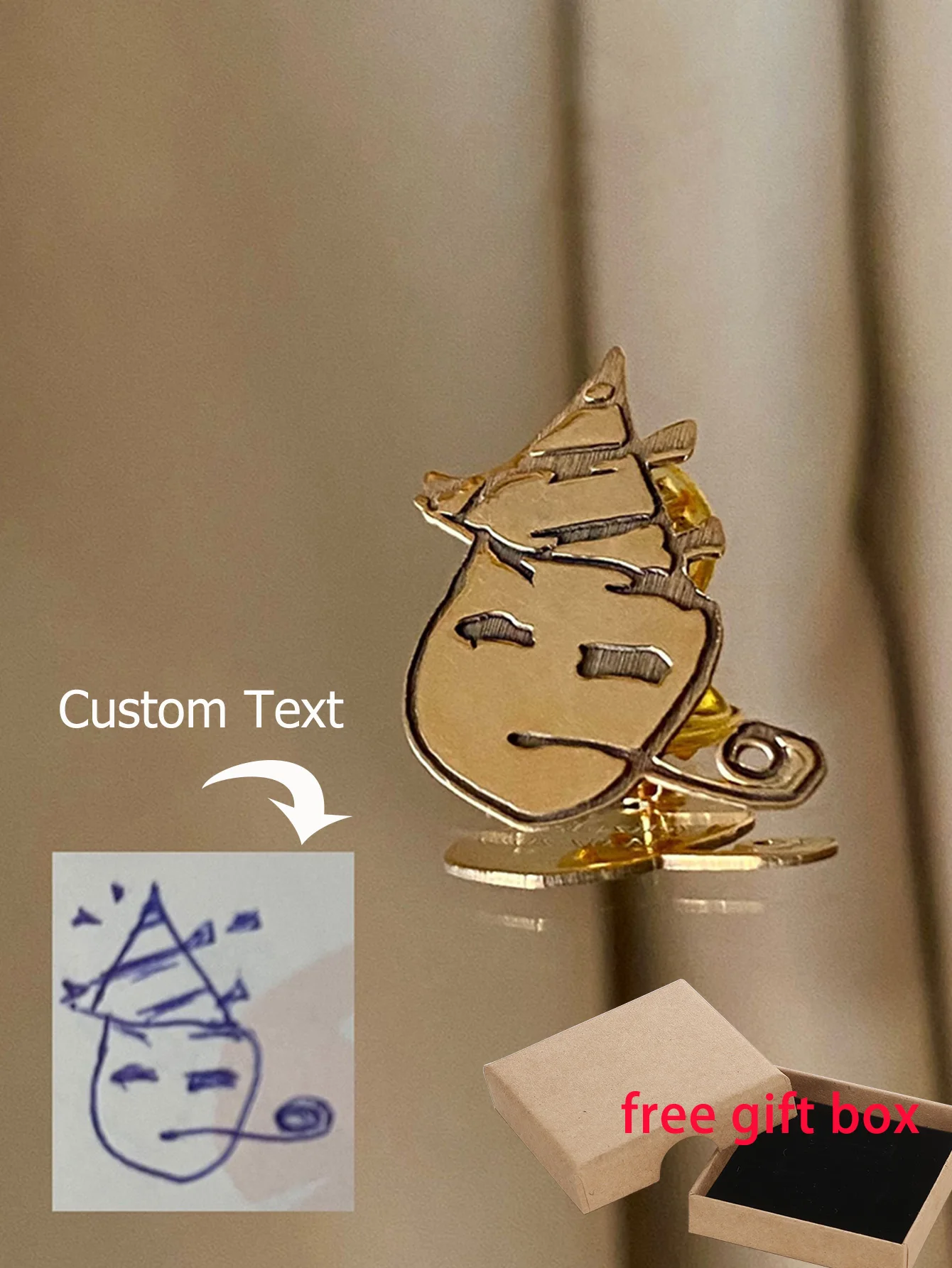 

Custom Drawing Brooch Kid's Painting Lapel Pins For Women Men Personalized Stainless Steel Jewelry DIY Actual Handwriting Badges