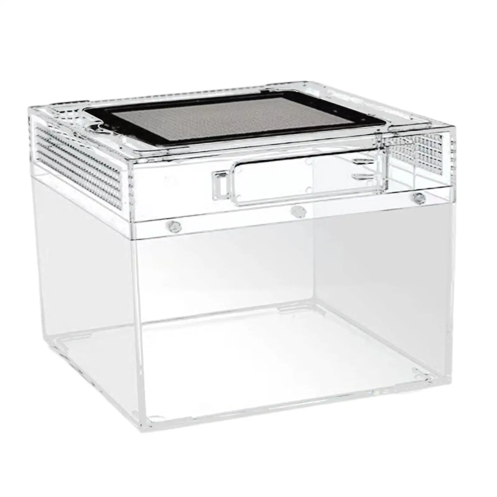Clear Reptile Habitat Container with Air Flow Locking Lid Aquatic Turtle Enclosure for Small Reptiles Terrariums