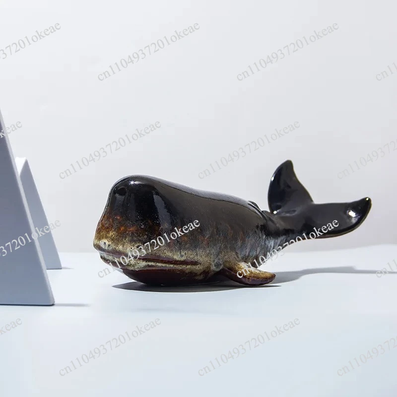 Simulated Whale Statue Room Aesthetic Decoration Ceramic Sculpture Modern Handicrafts Porcelain Decoration Desktop Ornaments