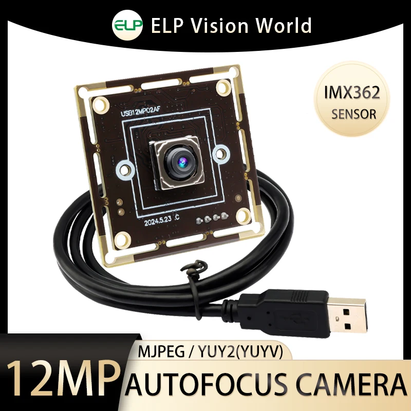 

ELP 12MP PDAF USB Camera 300ms Fast Autofocus 4K Webcam High Speed 1080P 60fps Camera With 65 Degree No Distortion Lens For PC