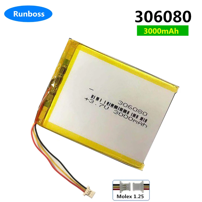 Nowy akumulator 3.7V 3000mAh Li-polimerowy 306080 do elektronicznej książki Crema Sound love landing PDA inteligentny tablet komputer Krema stereo