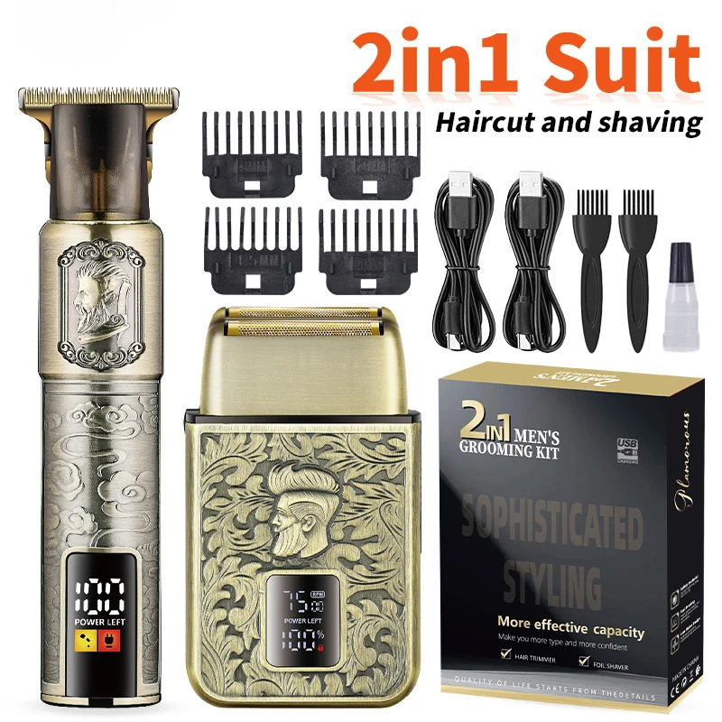 1000mAh 7500RPM Professional Electric Hair Clippers Ceramic Blade Hair Trimmer Beard Trimmer Double Blade Net Barber Shop Set
