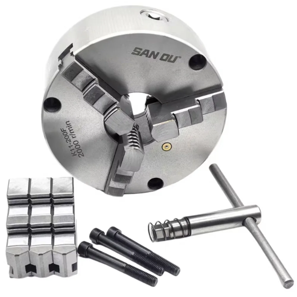 3 Three Jaws Precision Lathe Chuck K11-160A/165/200F 200mm CNC Machine Spare Parts Tool Holder Mandrel Clamp Turning Accessories