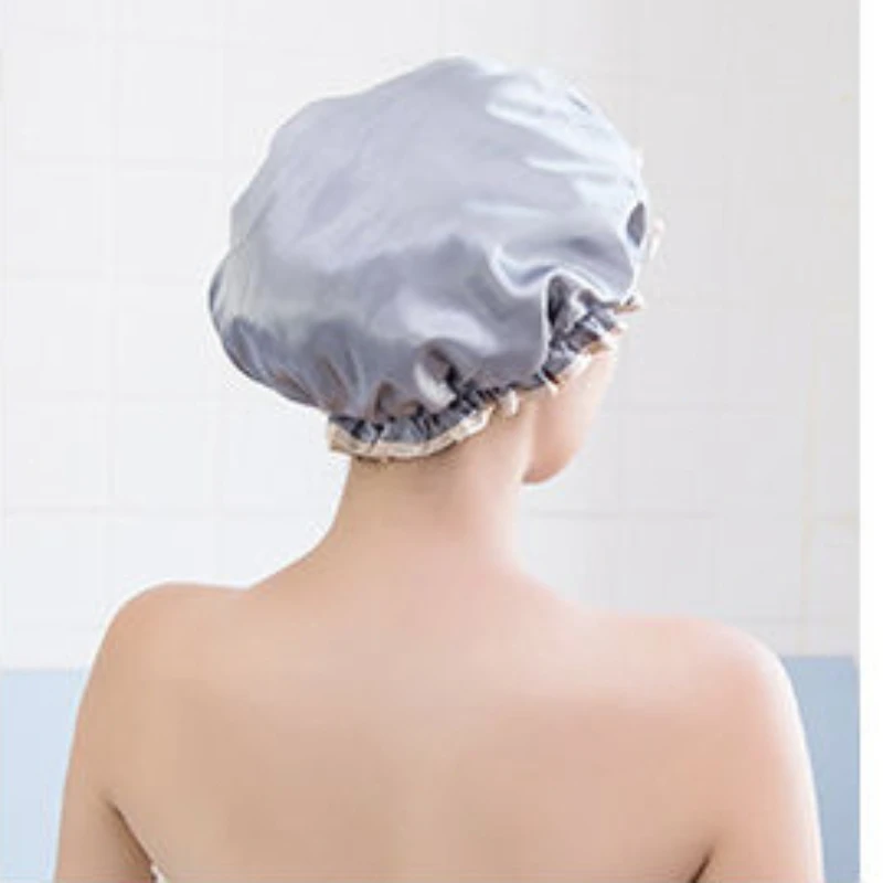 Shower Cap for Women Reusable Waterproof EVA Hair Cover Cap for Adult Shower Double Protection Layers Elastic Bonnet Bath Cap