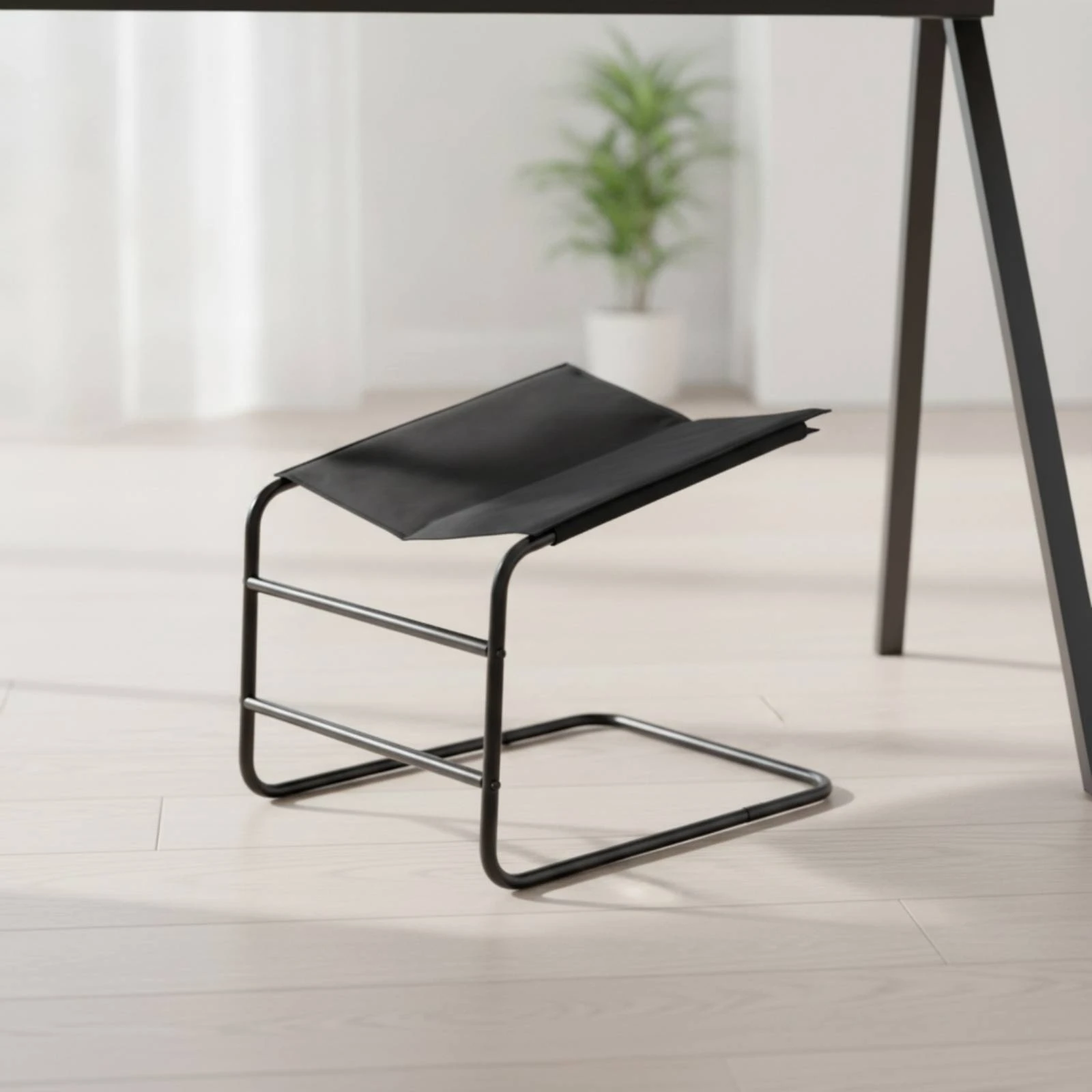 Cloth Sling Leg Rest with Metal Frame Sleek Metal Frame Footstool Sling Footrest Compact Elevated Foot Stool Stable