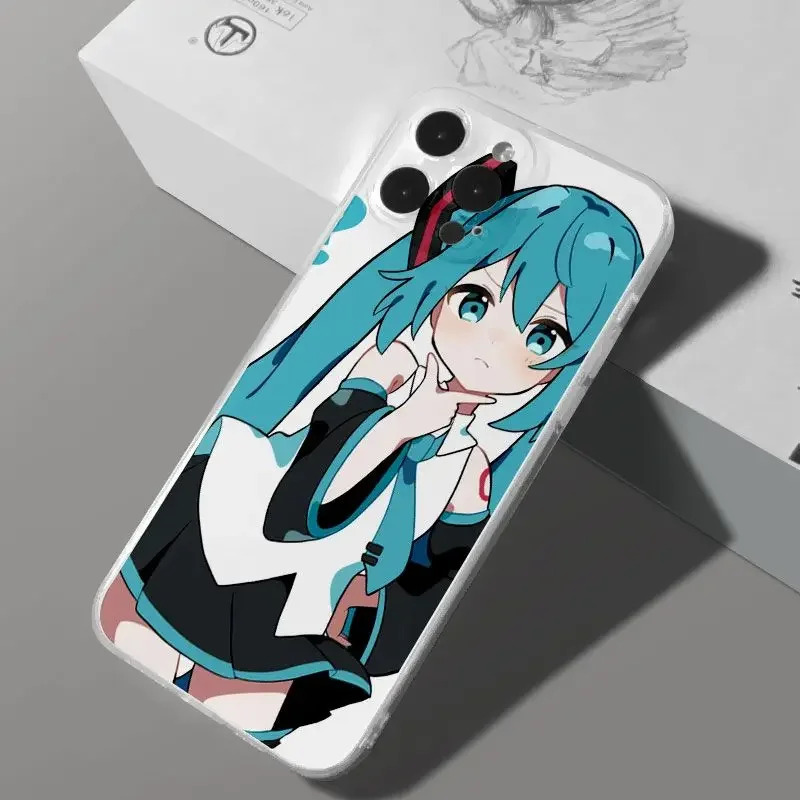 Hatsune ميكو Kawaii الهاتف حالات آيفون 14 برو ماكس 13 12 11 XR X XS ماكس 7 8 زائد سيليكون حالات أنيمي لطيف الهاتف الغطاء الخلفي