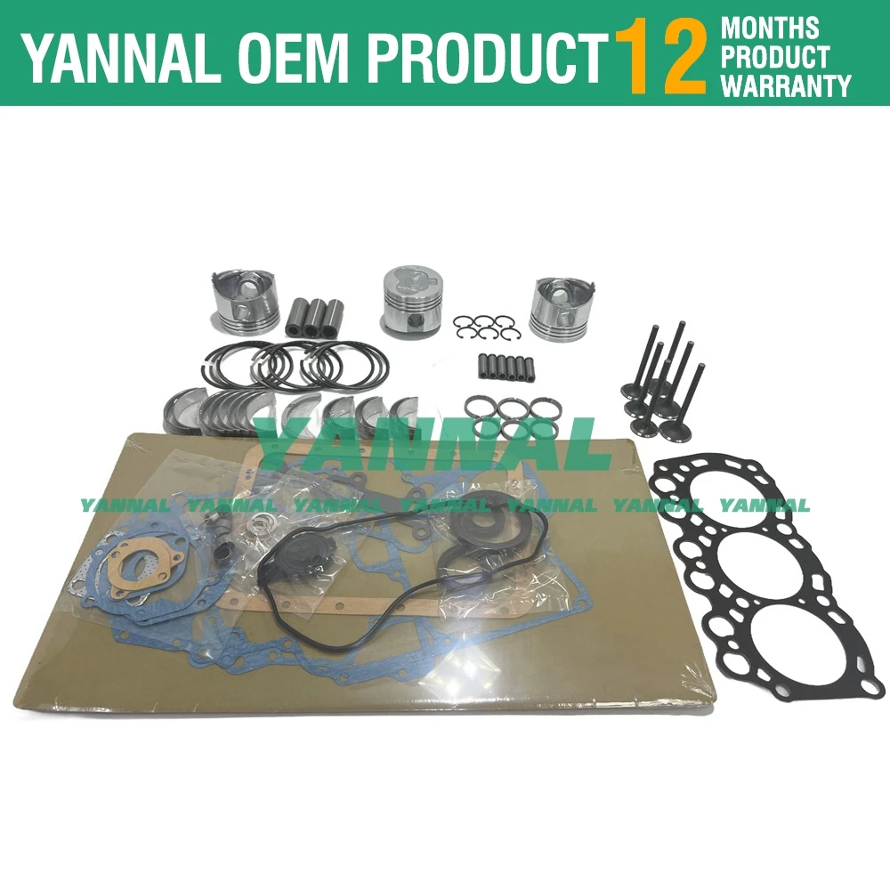 L3E Overhaul Rebuild Kit (No Liner) For Mitsubishi L3E-W461ML L3E-61SDH L3E-61TG Engine