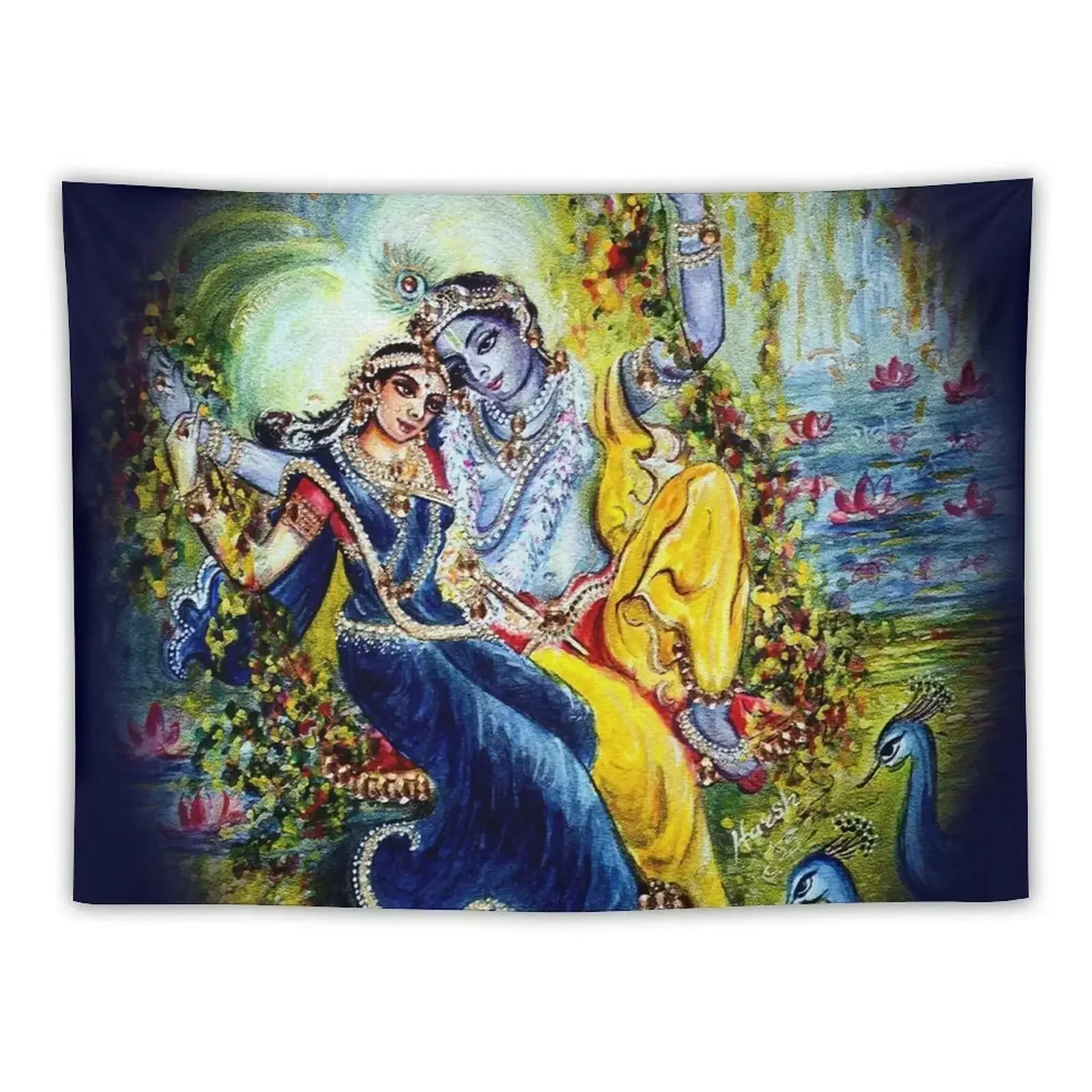 Radha Krishna Jhula Leela Tapestry Decoration For Bedroom Hanging Wall Home And Comfort Decor Tapestry