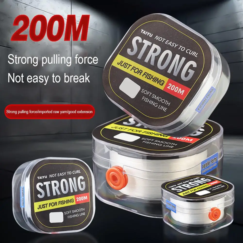 200M Nylon Fishing Line Spool 0.6/1.0/2.0/3.0/6.0/10# Fast Cutting Water Strong Pulling Force Anti-bite Carp Fishing Line