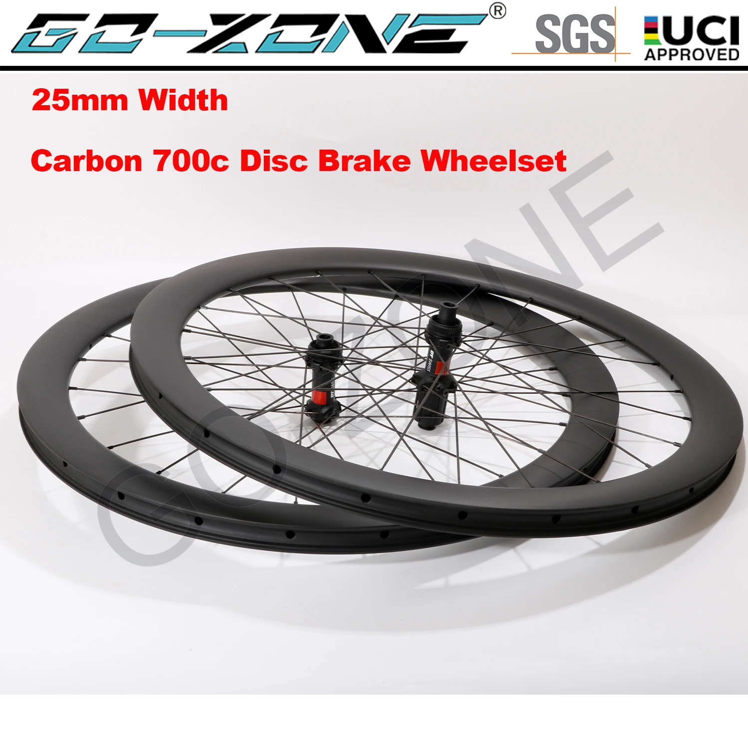 

Carbon 700c Wheelset Disc Brake 25mm Width 38mm/50mm Depth Clincher Tubeless Tubular Thru Axle/Quick Release Carbon Road Wheels