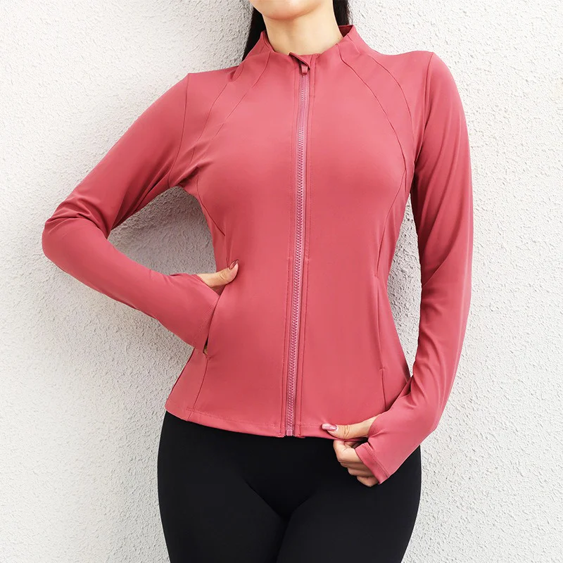 

Aiithuug with Thumbhole Yoga Jacket Full Zip Running Track Jacket Lightweight Athletic Slim Fit Jacket with Invisible Pockets
