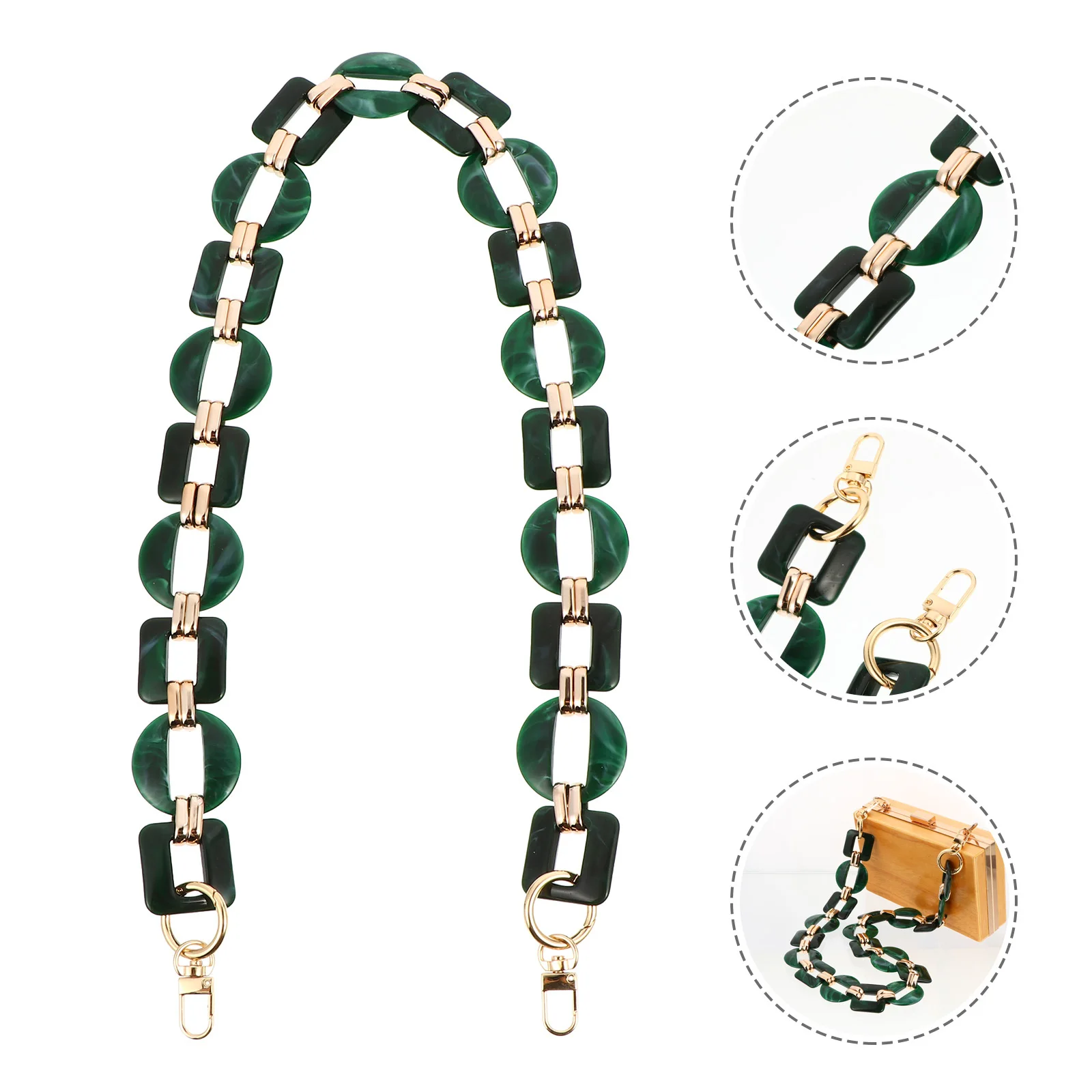 레진 백 체인 레트로 컬러 대비 창의적인 장식 스트랩 탈부착 가능한 교체용 가방 액세서리 가볍고 휴대 가능