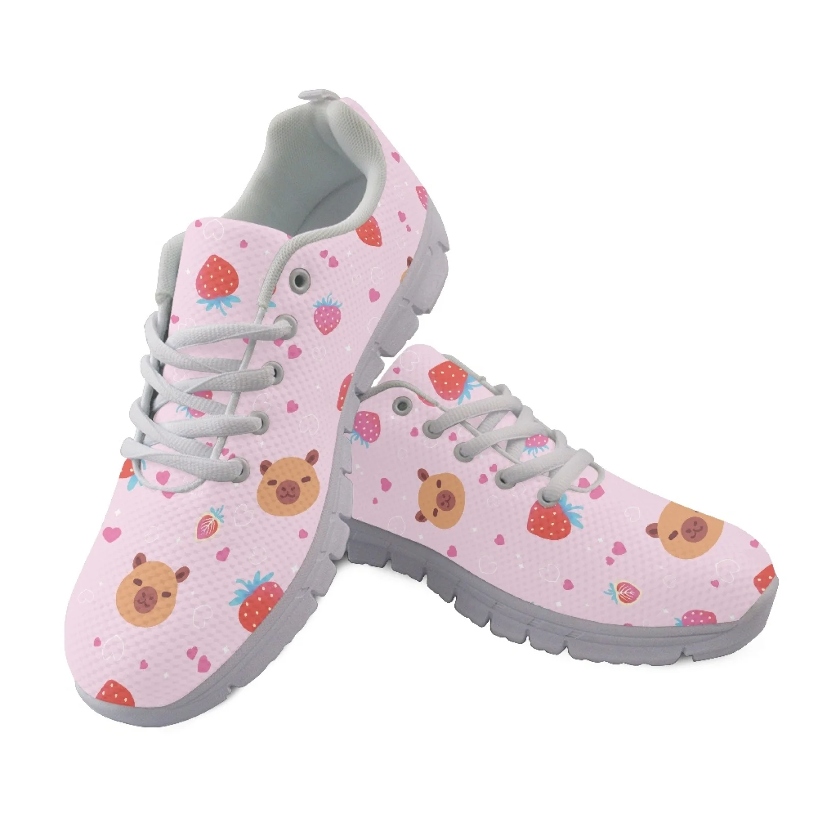 Coloranimal Capybara Strawberry Mesh & EVA Sole Mens Sports Tennis Shoes Anti-skid Athletic Trainers for Women Fashion 2026