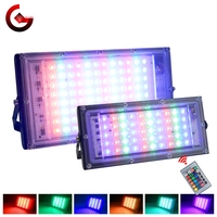RGB 100W 50W Flood Light Lamp AC220V Outdoor Lighting Floodlight Waterproof Reflector Led Rgb Change Color Garden Spot Light