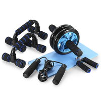 5-In-1 AB Wheel Roller Kit with Push-Up Bar Jump Rope Hand Gripper and Knee Pad Abdominal Core Carver Fitness Workout