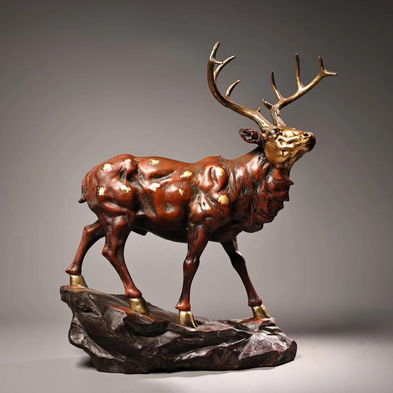 Folk Collection Old Bronze Gilded True Gold Fairy Deer spirit deer Cervidae Gather fortune ornament Town House