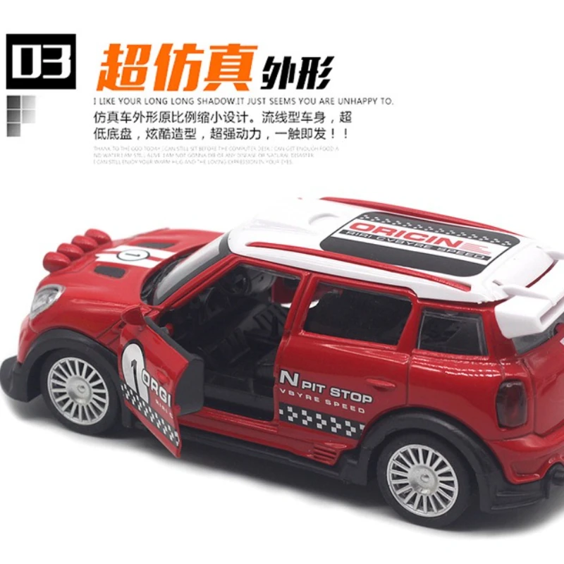 Model samochodu rajdowego w skali 1:32, malowany, ze stopu, zmodyfikowana wersja, z funkcją Pull Back, otwierane drzwi, zabawka dla dzieci, prezent.