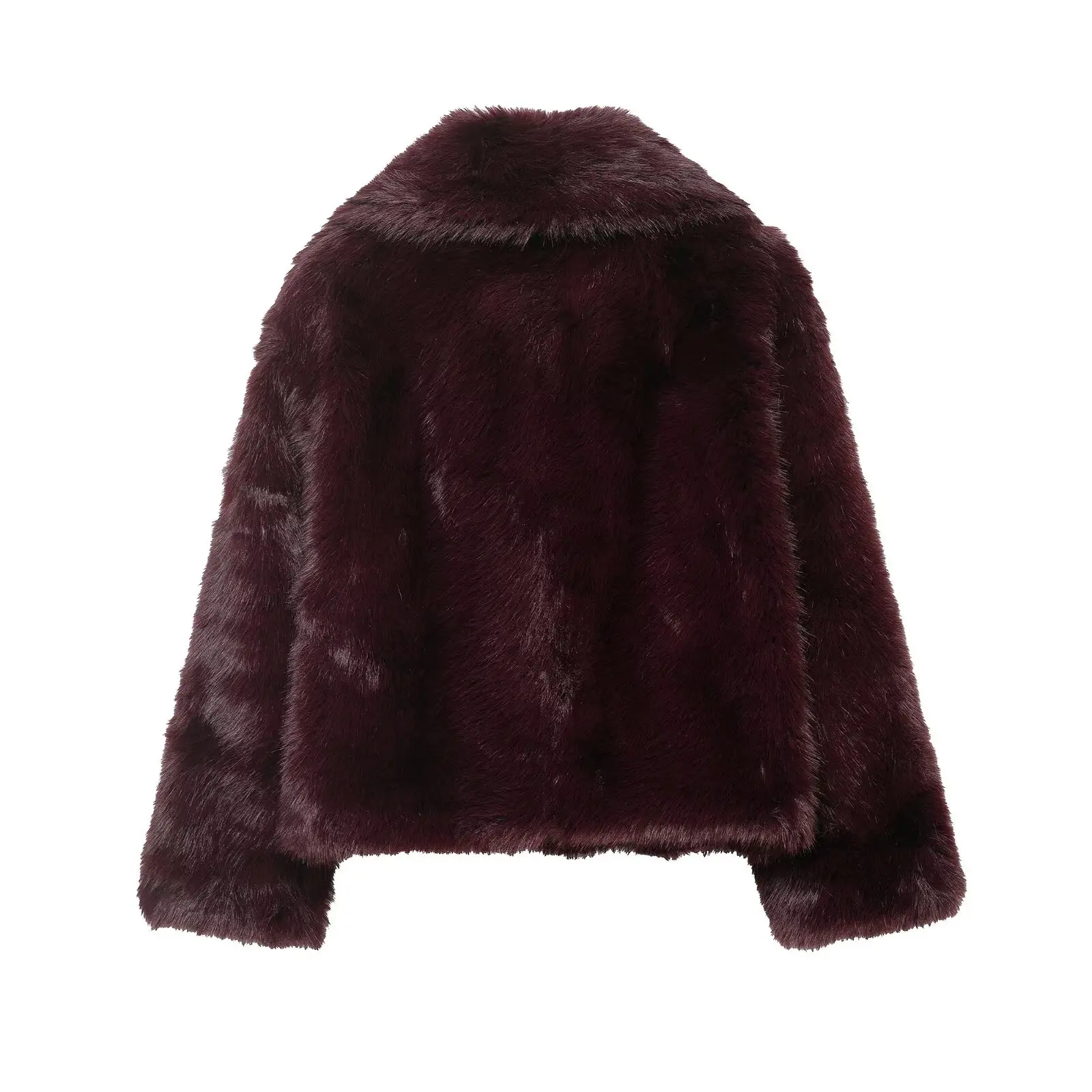 KONDALA Chic Winter Luxurious Burgundy Furry Elegant Faux Fur Women Jacket Fashion 2025 Fall Outwear Evening Party Noble Coat