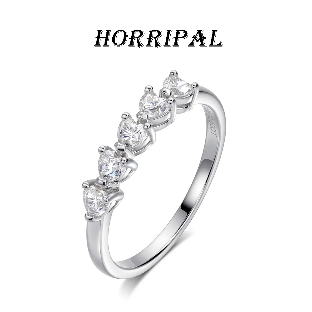 

HORRIPAL 3MM Heart Shaped Moissanite Ring For Women 925 Sterling Silver GRA New Eternal Love Classic Wedding Party Fine Jewelry