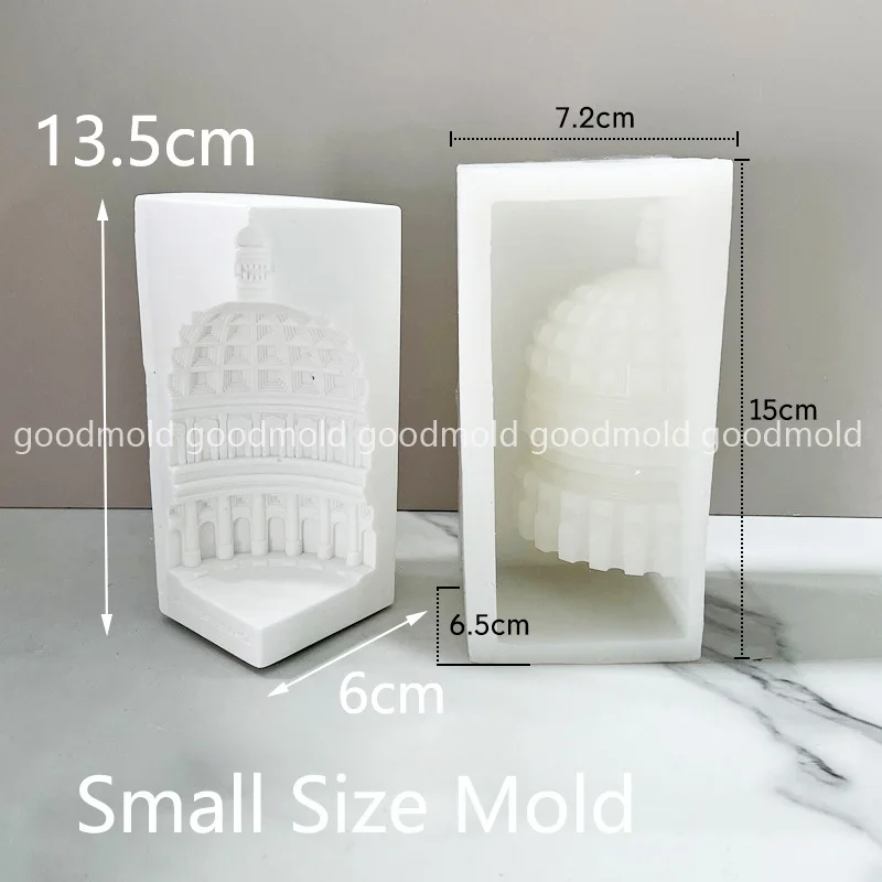 Creative Castle Candle Silicone Mold Large Roman Pantheon Cement Plaster Sculpture Ornament Mould Aroma Candle Making Wax Mold