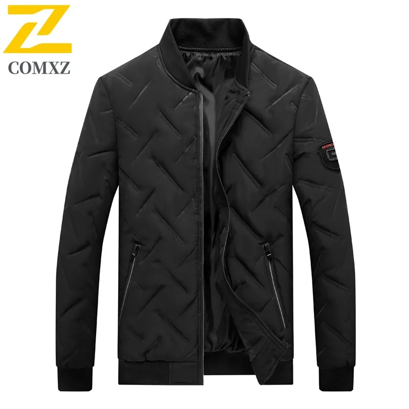 

COMXZ Premium Stand Collar Mens Padded Jacket 2025 Hiking Travel Cold Resistant Parka Thickened Warm Winter Cotton Coat