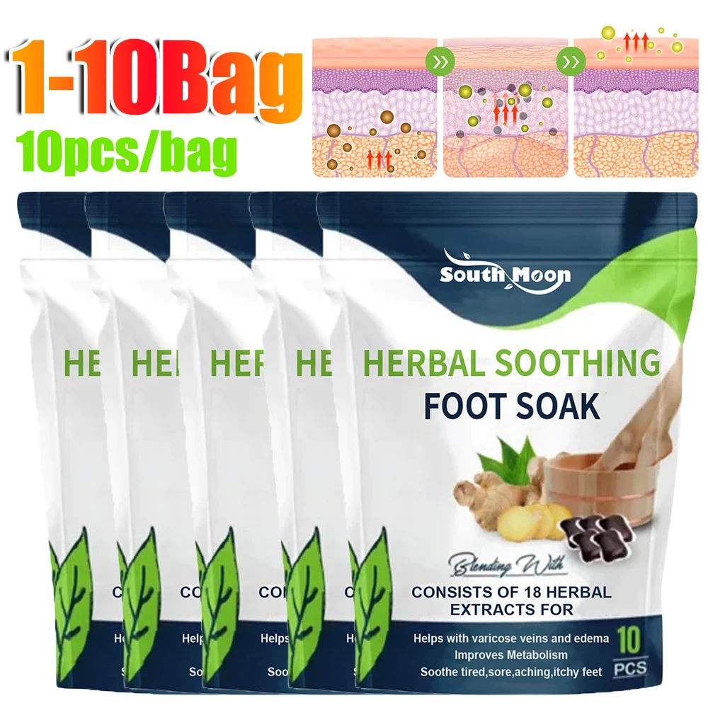 1-10bag Foot Bath Gel Natural Herbal Foot Soak Beads Dehumidification Detox Relieve Fatigue Repair Leg Veins for Shape Up Care